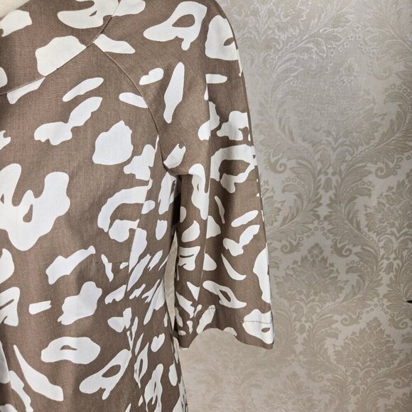 Ann Taylor LOFT Size 6 Animal Print Blazer Tan Cream 3/4 Sleeve Self Tie Belt - Picture 4 of 16